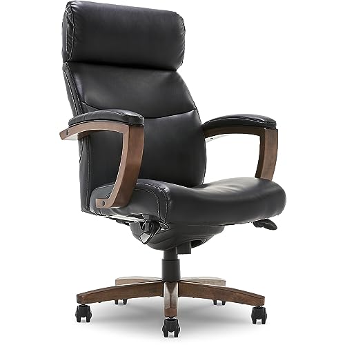 LaZBoy Greyson Modern Executive Office Chair, Solid Wood Arms and