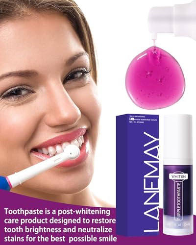 CHBCD 2PCS Original- Purple Teeth Whitening Toothpaste, Whitening Zahnpasta, Zahnfleckenentfernung, Lila Zahnpasta für Zahnaufhellung,Eine Schonende Pflege Des Zahnfleisches
