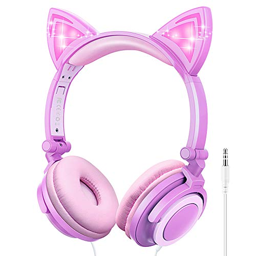 Kids Headphones, Boys Girls Teens Foldable Adjustable Wired On-Ear Headset 3.5mm Audio Jack Stereo Tangle-Free, 85 dB Volume Limited Childrens Headphones for School Home, Travel