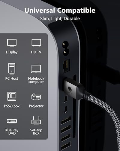 CONMDEX 16K HDMI 2.2 Cable 6.6ft β Designed for Stable High-Bandwidth Connections | 96Gbps Headroom, 8K@120Hz 144Hz / 4K@240Hz, eARC, HDR & VRR | Gaming Console, Graphics Card, TV, Monitor & Soundbar - 5