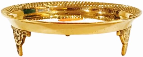 SK Metals Brass Stand/Solid Mukkali / Chowki / Mukkali / (Gold) Diameter12.5 cm / Height 3.5 cm / Weight 140 GMS