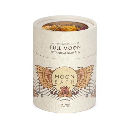 Moon Bath Botanical Bath Tea | Full Moon Herbal Ayurvedic Bath Soak for Energy &amp; Sensuality w/Rose, Calendula &amp; Ginger for 2 Baths | Organic &amp; Natural Body Care for Lunar Alignment, Loose Leaf Flower