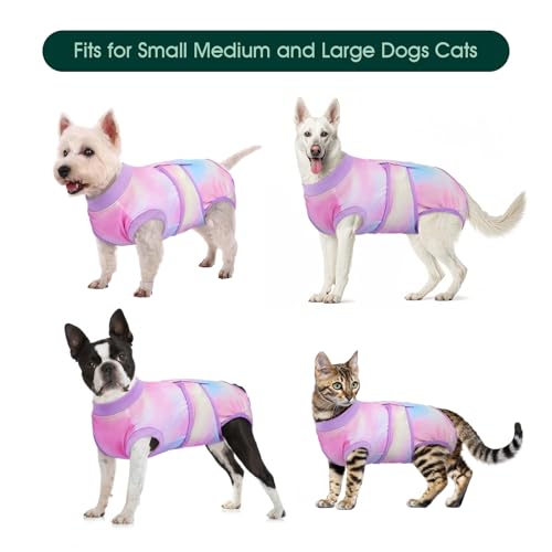 Kuoser Recovery Suit for Dogs, Adjustable Female Spay Dog Surgery Suit, Pet Surgical Shirt Male Neuter Anti Licking Abdominal Wounds Puppy Onesie Bodysuit, Alternative to Doggie Cone After Surgery