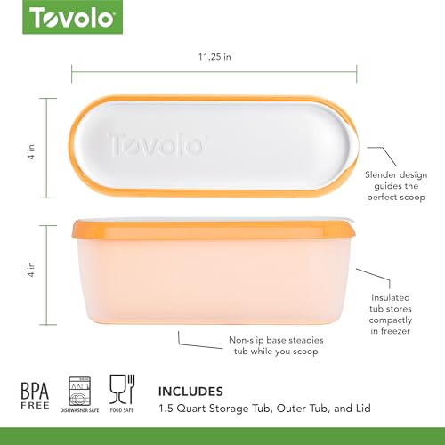 Tovolo Ice Cream Containers for Homemade Ice Cream Orange Crush, Glide A Scoop Ice Cream Tub for Reusable Ice Cream, 1.5 Quart BPA Free Insulated Freezer Safe Ice Cream Container with Lid - Thumbnail 6
