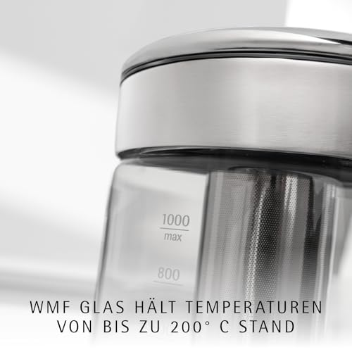 Foto von WMF Küchenminis 2 in 1 Vario Wasserkocher mit Temperatureinstellung, 1,0l, 1900 W, Teekocher Glas mit Teebeutelhalter und Sieb