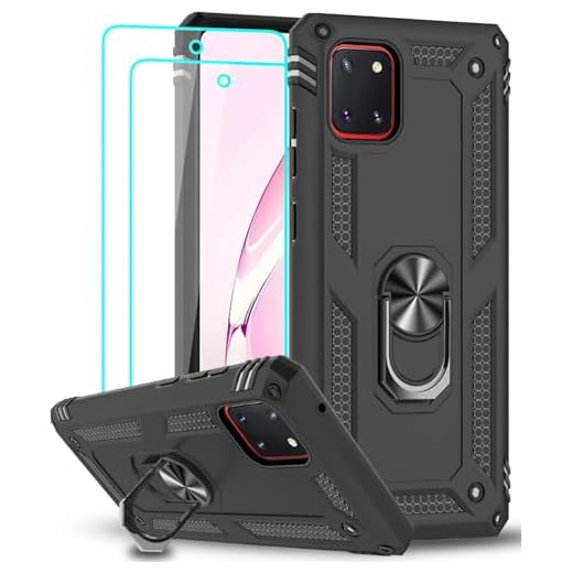 LeYi für Samsung Galaxy Note 10 Lite/A81 Hülle mit Panzerglas Schutzfolie(2 Stück),360 Grad Ring Halter Handy Hüllen Cover Bumper Schutzhülle für Case Samsung Galaxy A81 Handyhülle Schwarz