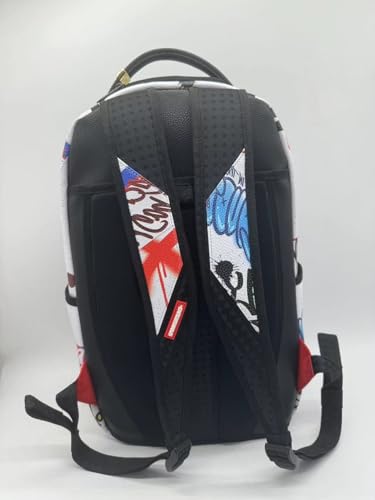Sprayground Jetblast Tag DLXSV Backpack, OS, White/Multicolor, Unisex, 100% PVC, Multiple Compartments, Streetwear Design3