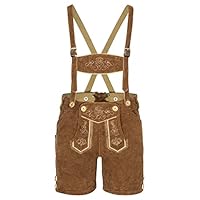 TR Martha Lederhose Kinder Kurz - Trachtenhose Jungen - Größe 92-140 - Kurze Kinderlederhose mit Träger für Jungen - Oktoberfest Hose - Trachtenlederhose Hellbraun (116)