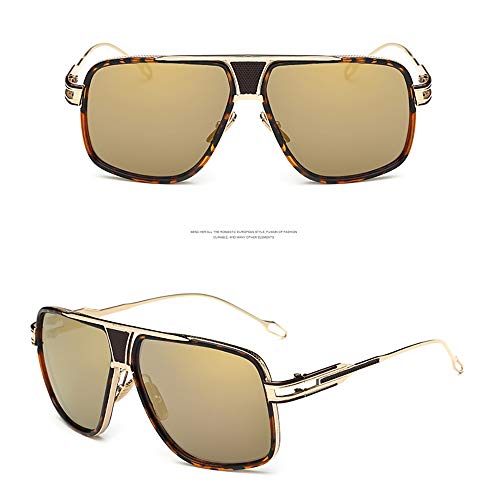 Image of Aviator Sunglasses for Men Retro Fashion Gold Oversized 70s shades