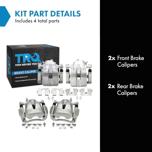 Image of TRQ Front and Rear Brake Caliper Set Zinc Coated Brackets Compatible with 2012-2018 Toyota RAV4