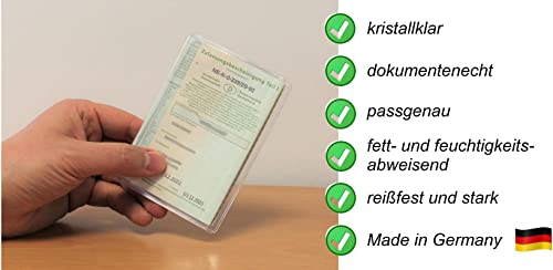 Frentree® Fahrzeugschein Hülle für KFZ Schein, Made in Germany, 3-teilige transparente Schutzhülle, kristallklar und passgenau, dokumentenechte Ausweishülle