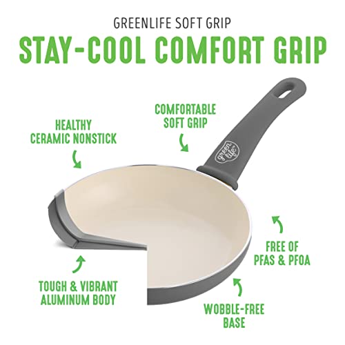 GreenLife Soft Grip 1QT and 2QT Saucepan Set, Healthy Ceramic Nonstick, Non Toxic PFAS & PFOA-Free, Dishwasher Safe, Glass Lids, Stay-Cool Handles, Easy Clean Cookware, Kitchen Essentials, Gray - Thumbnail 4