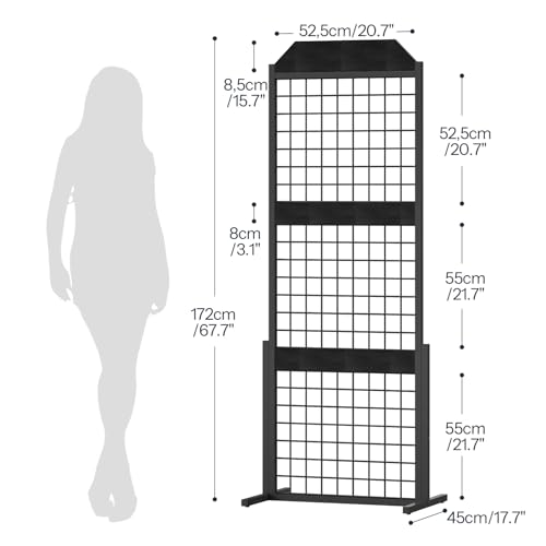 Image of HOOBRO Grid wall Panel units 5.6' x 1.7' Ft Grid Display Rack, Black
