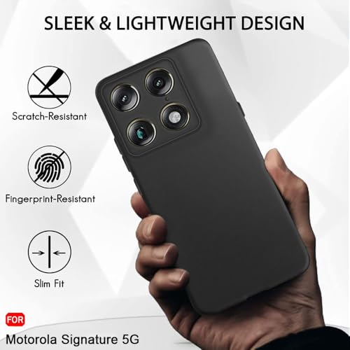 Image of TheGiftKart Sleek Back Cover Case for Motorola Moto Signature 5G | Slim Fit Protective Design | Ultra Matte Finish | Camera Protection Bump | Soft Back Cover Case for Moto Signature (Silicone, Black)