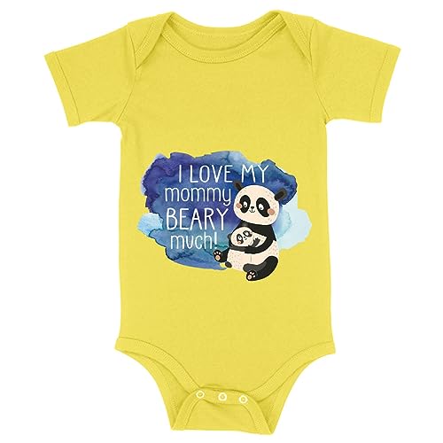 I Love My Mommy Beary Much Baby Onesie - Baby Apparel - Baby Clothing - Yellow, 6-12 Months