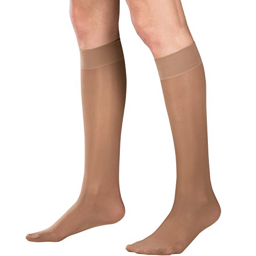 Image of Truform Sheer Compression Stockings, 8-15 mmHg, Women's Knee High Length, 20 Denier