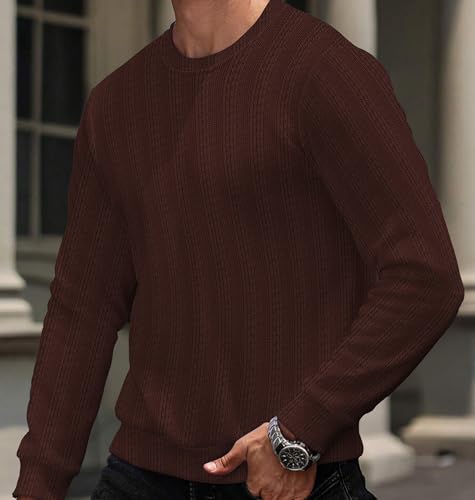 Image of KAJARU Men's Polyster Lycra Regular Fit T-Shirt with Full Sleeve Round Crew Neck Standard Length and Classic Style