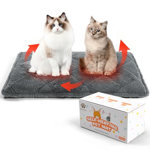Mora Pets Self Heating Cat Bed Self Warming Cat Bed Thick Thermal Pet Bed Mat 36 x 24 Inches Removable Washable Cover for Outdoor Indoor Cats and Dogs Fur Grey Large by Mora Pets - Used condition - US$23.98