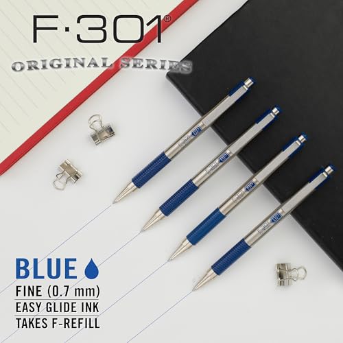 Zebra Pen STEEL F-301 Retractable Ballpoint Pen, Blue Ink, 0.7mm, 12-Pack by Zebra Pen - Used condition - Image 3
