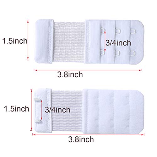 Yarbar Bra Extenders 2 Hook 3 Row Elastic Bra Extension Strap Soft Comfortable (3 Color, 2 Hook 3/4" Spacing) #TOP1
