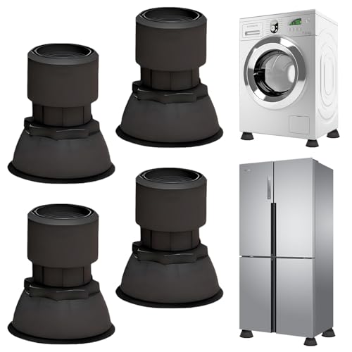 Tapis anti-vibrations réglables, Lot de 4 pieds anti-vibrations pour machine à laver, Amortisseurs lave linge, tapis en caoutchouc réglable, pour Machine à Laver, Sèche-linge