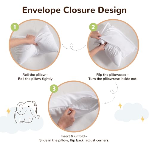 Image of NTBAY 2 Pack Pillows with Stain Pillowcases, Soft Cotton Down Alternative 14x20 Envelope Pillows for Sleeping in Crib Bed - Machine Washable - Breathable Travel Pillow, Purple