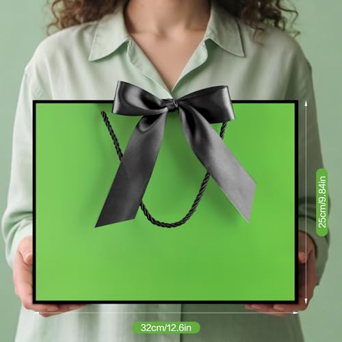 Image of JMANNI Gift Bags with Handles, 13 inch Medium Gift Bag for Presents, 1 Pcs Bags with 2 Tissue Paper and 1 Cards for Graduation Baby Shower Wedding Fathers Day Mother's Day Birthday Party (Green-Black)