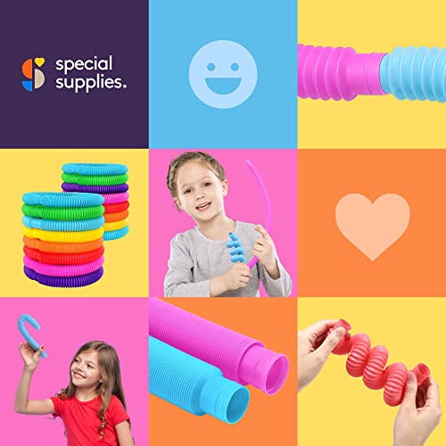 Special Supplies 16-Pack Pull And Stretch Fun Tubes For Kids - Pop, Bend, Build, And Connect Toy, Provide Tactile And Auditory Sensory Play, Colorful, Heavy-Duty Plastic #TOP7
