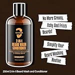 2-in-1 Beard Wash and Conditioner – Cleanse, Hydrate & Soften Dry, Coarse Beard, Beard Shampoo for a Fuller & Healthier Beard –Sandalwood Scent, 8.45 oz - Image 4