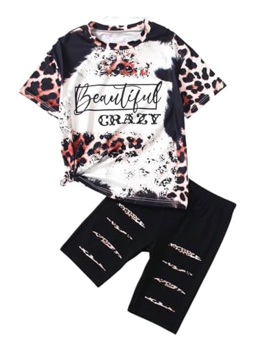 Kid Toddler Baby Girls Clothes Colorblock Print Short Sleeve T-Shirt Summer Shorts Set