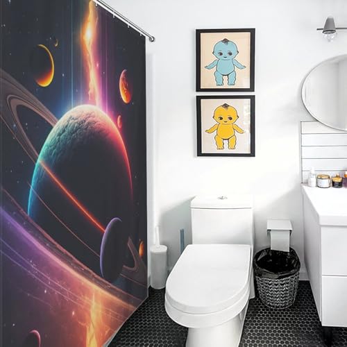 Rideau de douche néon pour décoration de salle de bain moderne et lavable 163x180cm