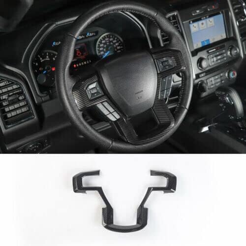 Voodonala Carbon Fiber Grain Steering Wheel Bezel Decorative Trim for 2015 2016 2017 2018 2019 2020 Ford F150 F250 F350 Super Duty
