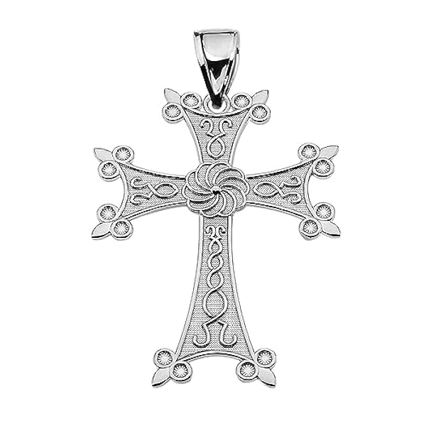 Halsketting Hanger Eternity Armeens Kruis "Khachkar" Sterling Zilver 925 Religieus (Medium) (Beschikbare kettinglengte 40cm - 45cm - 50cm - 55cm)