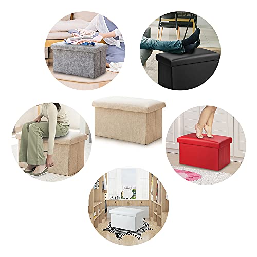 Inoutdoorkit Small Foldable Leather Storage Ottoman Bench Footrest Stool, Coffee Table Cube For Home, Office, Garden, Traveling, 16"X10"X10" Folding Organizer Seat Prefect For Kids (Pink) #TOP1