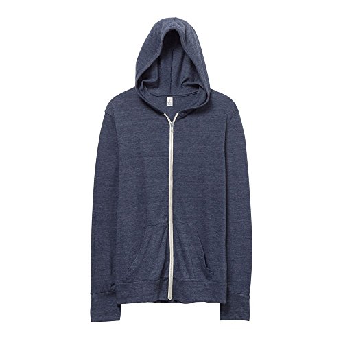 alternative apparel Alternativa Prendas de Vestir de Hombre Eco-Jersey Cremallera Sudadera con Capucha, Hombre, Color Eco True Navy, tamaño X-Large