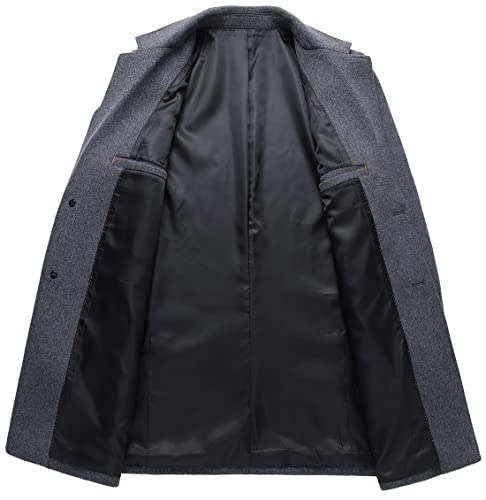 Image of chouyatou Men's Mid-Length Single Breasted Wool Blend Top Coat (Large, Notch-Grey)