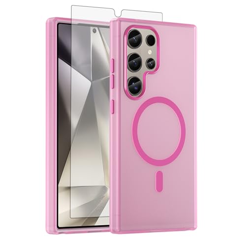 Coque magnétique S24 Ultra antichoc avec son verre trempé mat