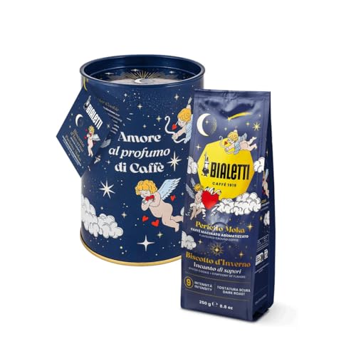 Bialetti – Caffè macinato – Perfetto Moka Biscotto d’inverno – Cielo Stellato- Blu Cupido San Valentino - Biscottiera