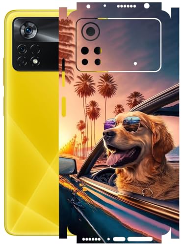 Image of AtOdds - Full Body Back Screen Guard Protector Film - Lamination Wrap Skin Sticker Compatible with Poco X4 PRO (5G) | Scratchproof Matte Finish (Happy Doggo)