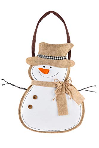 Evergreen Flag Seasonal Winter Friendly Snowman Burlap Door Decor - 11 x 18 Inches Fade and Weather Resistant Outdoor Front Door Decor for Homes, Yards and Gardens
