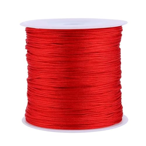 VIFERR Cordón de Hilo de Nailon Cordón de Satén de 100m x 0.8 mm Cordón de Nudo Chino Cordón de Cuentas de Hilo para Hacer Pulseras de Joyería DIY, Rojo