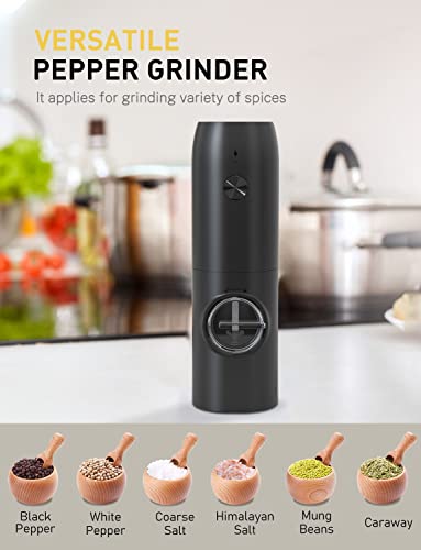 MERTTURM Rechargeable Electric Pepper Grinder, Automatic Pepper Salt Mill with LED White Light, One Hand Operation - Image 2