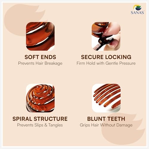 Image of Sanas Hair Clips For Women (3 Pcs) Claw Clips For Women Aesthetic Bun Maker Clutchers For Hair Hair Accessories For Girls Hair Clutcher Stylish Korean Design (Black Brown Combo) (3 Pcs)