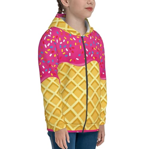 Red Ice Cream Kids Pullover Hoodies Boys Zip Up Sweatshirts Girls Athletic Clothes with Pocket4