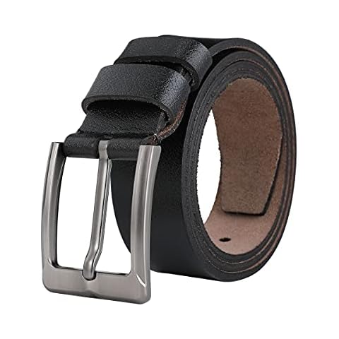 TEAMMAO Mens Belt Retro Waist Belt Big and Tall 34" - 64" Casual Work Jeans Leather Belts 1.49 Inch Wide Plus Size Black Belt. (Black, Waist:54"-56") Cover