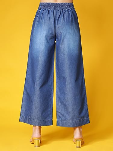 Image of NOVIO Cotton Blend Women Mid Rise Fashion Palazzo for Women