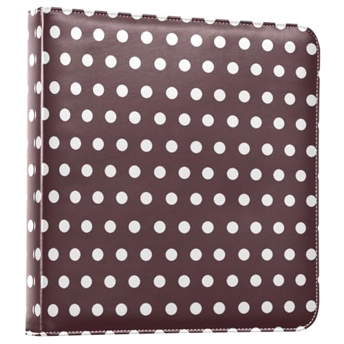 Álbum de fotos con adhesivo auto adhesivo, diseño DIY con puntos, cubierta de cuero PU marrón y blanco, anillado de 3 argollas, 40 páginas, tamaño 11.8 x 11.2 pulgadas miniatura 1