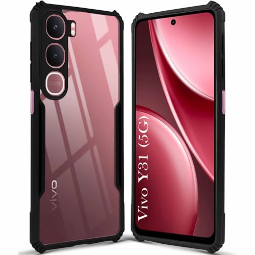 Image of Jkobi Hybrid Back Cover Case for Vivo Y31 5G (Shockproof with Polycarbonate Clear Panel | Professional Black)