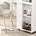 Paddie Foldable Manicure Nail Table with Glass Shelf, Folding Nail Tech Desk w/Dust Collector, 2 Open Shelves & 2 Drawers, Wrist Pad, Lockable Wheels, Storage Desk for Nail Tech（White）