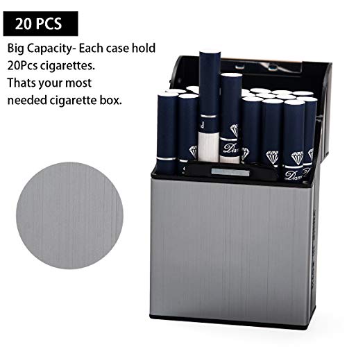 2 x Zigarettenetuis Aluminium Zigarettenbox mit Magnetverschluss Metallzigarettenbox für Zigarettenschachteln Metall Zigarettenbox edler Zigarettenkasten (Grau+Rosagold) 3